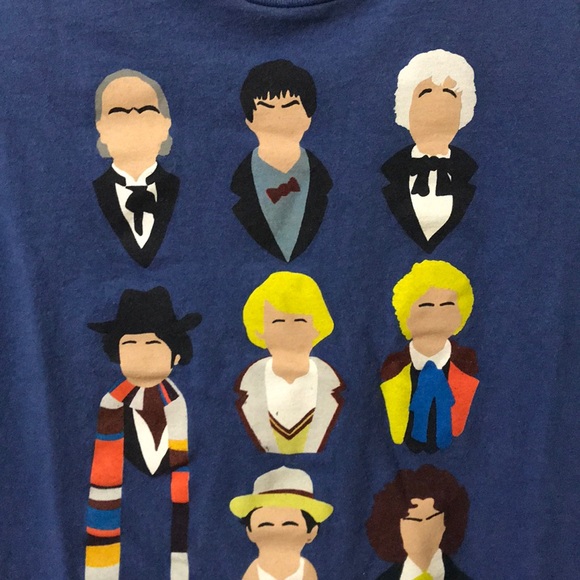Doctor Who 13 Doctors Faces Blue T-Shirt Small - Picture 3 of 6